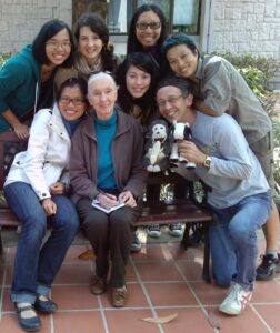 With Jane Goodall, teacher and classmates